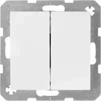 Berker S1 Serieschakelaar - Inbouw - Polarwit - Voor Twee Lichtpunten Vanuit Één Plaats - IP20 - Max. 2300 Watt - Inbouwdiepte 40 mm - Kunststof - Tijdloos Ontwerp