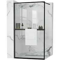 REA Bler 120 + Evo Plank en Handdoekhouder - Douchewand - 120 cm - Zwart