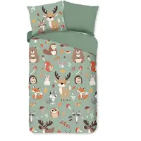 Good Morning Kinder Dekbedovertrek Katoen Renforcé Ville - green 140x200/220cm