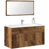 vidaXL Badkamerkast met spiegel bewerkt hout oud houtkleurig