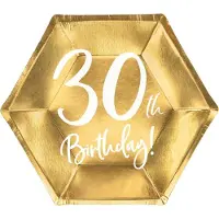 Party Deco Borden 30th birthday goud (6 stuks)