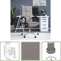 The Living Store De Living Store bureaustoel met ligfunctie, taupe kleur, gestoffeerd