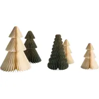 Beliani VORMA - Set van 5 kerstdecoraties - Beige/Groen - Papier