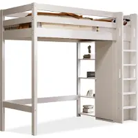 Merax Kinderbed Hoogslaper met Kledingkast & 6 Planken - Eenpersoonsbed 90x200 CM - Wit