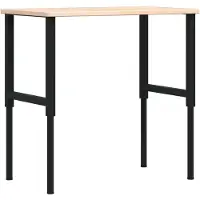 vidaXL Werkbank rechthoekig 100x60x(71,5-98) cm massief eikenhout