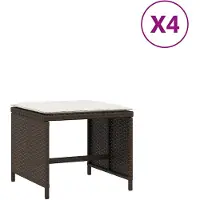 vidaXL Tuinkrukken 4 st met kussens 41x41x36 cm poly rattan bruin