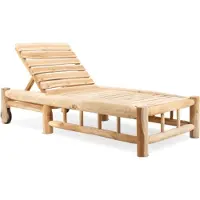 Benoa Ligstoel met Wielen Barney Teak (Naturel, 200x70x35cm)