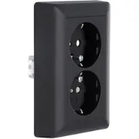 Gira E2 contactdoos inbouw - 2-voudig - randaarde - zwart