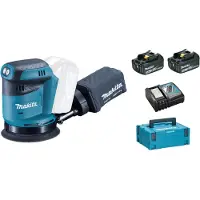 Makita DBO180RFJ 18V Li-Ion Accu Excentrische Schuurmachine Set (2x 3.0Ah Accu) In Mbox - 125mm