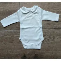 Babidu Romper/Body | wit | Lange mouw | Overslag romper |met rond kraagje | 1187| 6 maand | maat 68