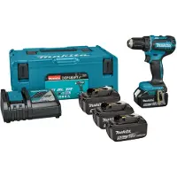 Makita DDF 485 RTJ3 accuboormachine 18 V 50 Nm borstelloos + 3x accu 5,0 Ah + oplader + Makpac