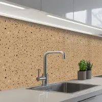 KitchenYeah Keuken achterwand 400x60 cm - Spatscherm zelfklevend Terrazzo - Patroon - Beige - Muurbeschermer - Spatwand fornuis