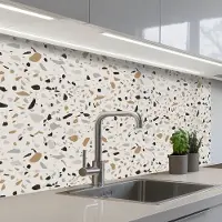 KitchenYeah Keuken achterwand 100x60 cm - Spatscherm zelfklevend Terrazzo - Patroon - Staal - Muurbeschermer - Spatwand fornuis