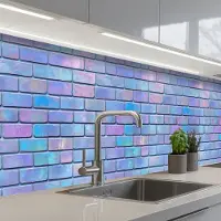 KitchenYeah Keuken achterwand 400x80 cm - Spatscherm zelfklevend Paars - Blauwe - Muur - Muurbeschermer - Spatwand fornuis