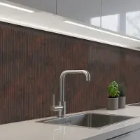 KitchenYeah Keuken achterwand 250x60 cm - Spatscherm zelfklevend Strepen - Roest print - Donker - Muurbeschermer - Spatwand fornuis