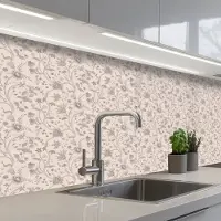 KitchenYeah Keuken achterwand 150x80 cm - Spatscherm zelfklevend Patroon - Bloemen - Paars - Muurbeschermer - Spatwand fornuis