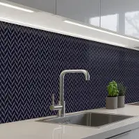 KitchenYeah Keuken achterwand 400x60 cm - Spatscherm zelfklevend Plaid - Patroon - Visgraad - Blauw - Muurbeschermer - Spatwand fornuis