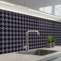 KitchenYeah Keuken achterwand 250x60 cm - Spatscherm zelfklevend Plaid - Patroon - Ruit - Blauw - Muurbeschermer - Spatwand fornuis