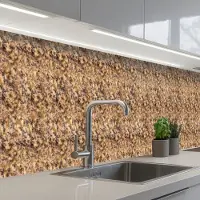 KitchenYeah Keuken achterwand 500x60 cm - Spatscherm zelfklevend Bruin - Roze - Graniet print - Muurbeschermer - Spatwand fornuis