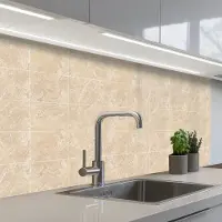 KitchenYeah Keuken achterwand 100x60 cm - Spatscherm zelfklevend Marmer - Tegels - Beige - Muurbeschermer - Spatwand fornuis