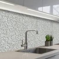 KitchenYeah Keuken achterwand 200x60 cm - Spatscherm zelfklevend Grijs - Muur - Vlekken - Muurbeschermer - Spatwand fornuis
