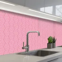KitchenYeah Keuken achterwand 300x60 cm - Spatscherm zelfklevend Roze - Patroon - Lijnen - Muurbeschermer - Spatwand fornuis