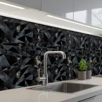 KitchenYeah Keuken achterwand 200x60 cm - Spatscherm zelfklevend Driehoeken - Abstract - Donker - Muurbeschermer - Spatwand fornuis