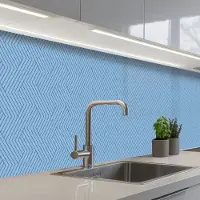 KitchenYeah Keuken achterwand 250x60 cm - Spatscherm zelfklevend Donkerblauw - Patroon - Lijnen - Muurbeschermer - Spatwand fornuis