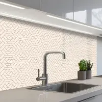 KitchenYeah Keuken achterwand 100x60 cm - Spatscherm zelfklevend Patroon - Beige - Lijnen - Bruin - Muurbeschermer - Spatwand fornuis