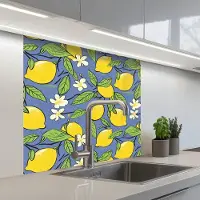 KitchenYeah Keuken achterwand 80x80 cm - Spatscherm zelfklevend Patroon - Citroen - Illustratie - Muurbeschermer - Spatwand fornuis