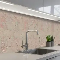 KitchenYeah Keuken achterwand 350x60 cm - Spatscherm zelfklevend Muur - Roze - Beige - Oud - Muurbeschermer - Spatwand fornuis