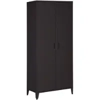 Sweeek Industriële metalen kledingkast hangruimte en planken 2 deuren 80cm Zwart