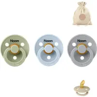 BIBS fopspenen anatomisch met naam - maat 1 - sage, cloud en baby blue + BolleToet speenzakje