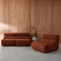 Sweeek Stoffen fauteuils getextureerde bouclé 1 zitplaats (set van 3) Terracotta