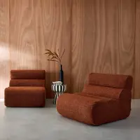 Sweeek Stoffen fauteuils getextureerde bouclé 1 zitplaats (set van 2) Terracotta