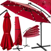 Kingsleeve Zweefparasol met LED Rood Haïti Ø300cm UV-bescherming 80+