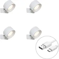 QAZQA Set van 4 moderne wand- en plafondlampen wit incl. LED oplaadbaar - Bright