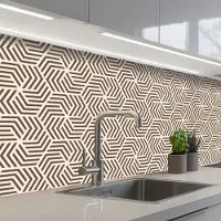 KitchenYeah Keuken achterwand 250x80 cm - Spatscherm zelfklevend Beige - Bruin - Patroon - Strepen - Muurbeschermer - Spatwand fornuis