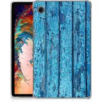 B2Ctelecom Back Cover voor Samsung Galaxy Tab A11/Tab A9 Silicone Tablet Hoes Wood Blue