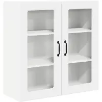 vidaXL Wandglas Kasten PORTO Hoogglans wit 80 x 31 x 80 cm