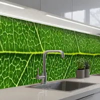 KitchenYeah Keuken achterwand 500x60 cm - Spatscherm zelfklevend Natuur - Blad - Groen - Muurbeschermer - Spatwand fornuis