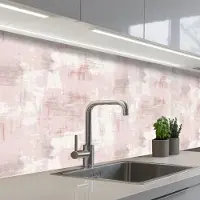 KitchenYeah Keuken achterwand 150x60 cm - Spatscherm zelfklevend Penseelstrepen - Verbleekte - Roze - Muurbeschermer - Spatwand fornuis