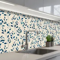 KitchenYeah Keuken achterwand 250x60 cm - Spatscherm zelfklevend Patroon - Blauw- Beige - Muurbeschermer - Spatwand fornuis
