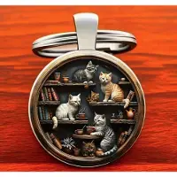 Fashion Jewelry Schattige sleutelhanger katjes "Puss in Books"