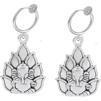 Charme Bijoux Klem oorbellen Ganesha zilverkleur