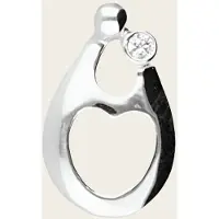 MOOYE ® - Collectie Zilveren Familiehanger - 2 personen met 1 zirkonia kettinghanger