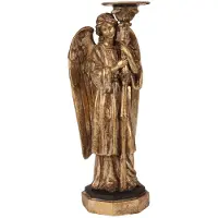 Baroque - Kandelaar - Kandelaar Engel 40 cm - Bruin Antiek - Resin - 40x13x15 - Polyresin