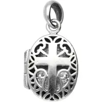 MOOYE ® - Collectie Zilveren Fotomedaillon met kruis opengewerkt 1 foto ketting hanger