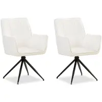 Homestyle4u Eetkamerstoelen - 2 Stoelen - met armleuningen - draaibaar - Chenille Wol Wit
