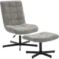 HOMCOM -Relaxfauteuil met voetenbank - Fluweel (100% polyester) - 66x80x104cm - Grijs